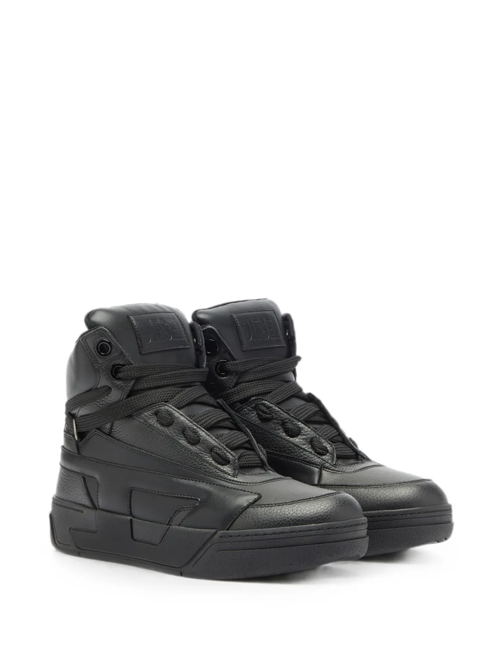 Diesel S-D-Ollie Mid leather high-top sneakers Zwart