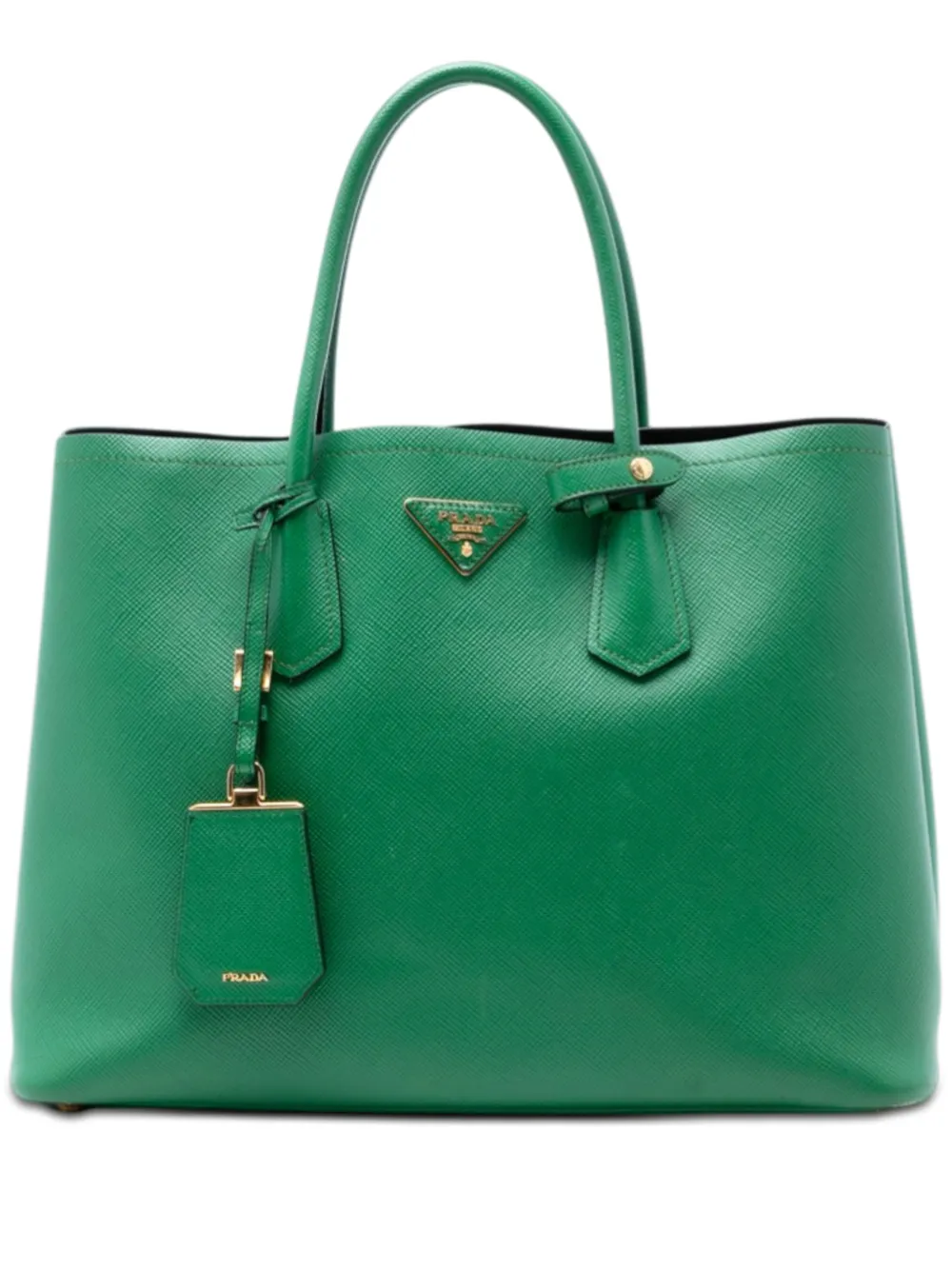 Prada Pre-Owned 2010-2026 Medium Saffiano Cuir Double satchel - Verde