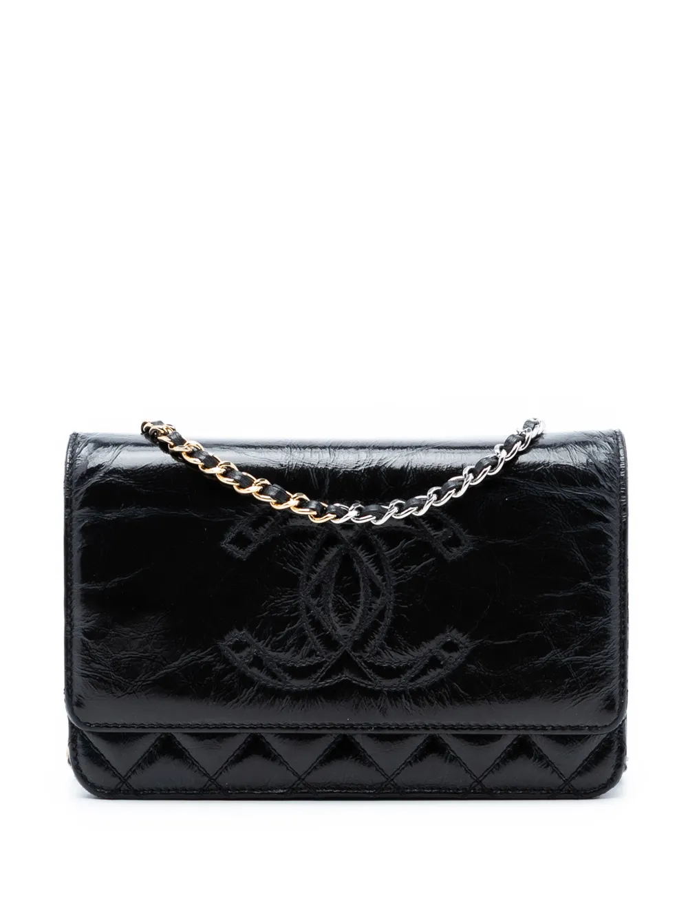 CHANEL Pre-Owned 2020 CC Quilted Shiny Aged Calfskin Wallet On Chain crossbody bag - Nero