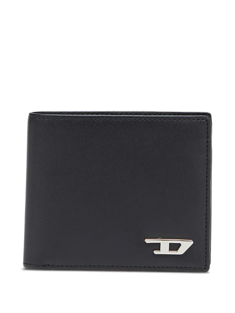 Diesel logo-plaque bi-fold wallet - Nero