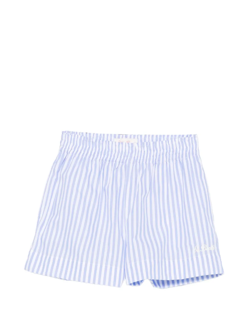 MC2 Saint Barth Kids vertical-stripe logo-embroidered shorts - Blue