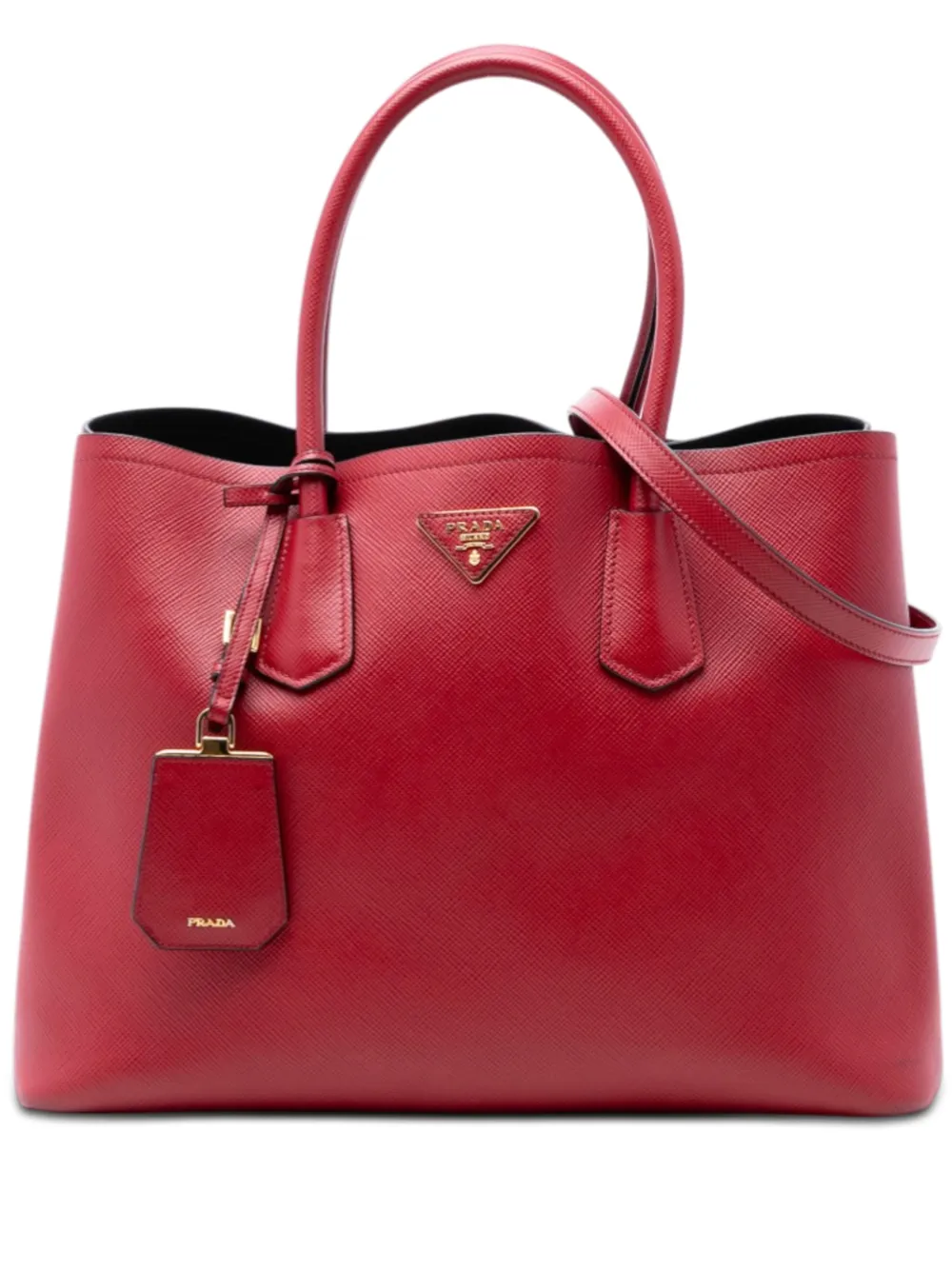 Prada Pre-Owned 2010-2026 Medium Saffiano Cuir Double satchel - Rosso
