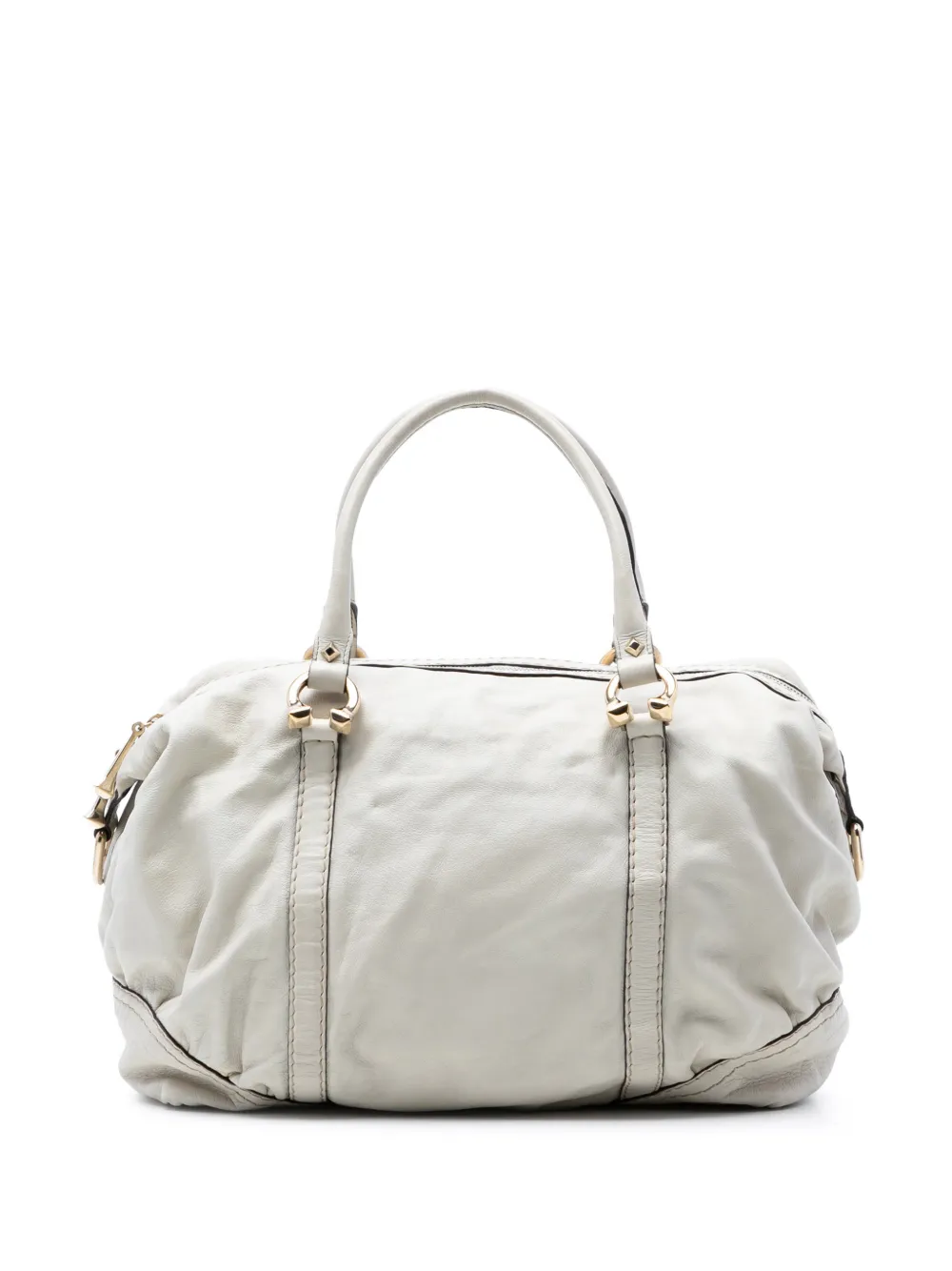 Gucci Pre-Owned 2016-2026 Leather Horsebit Nail boston bag - Bianco