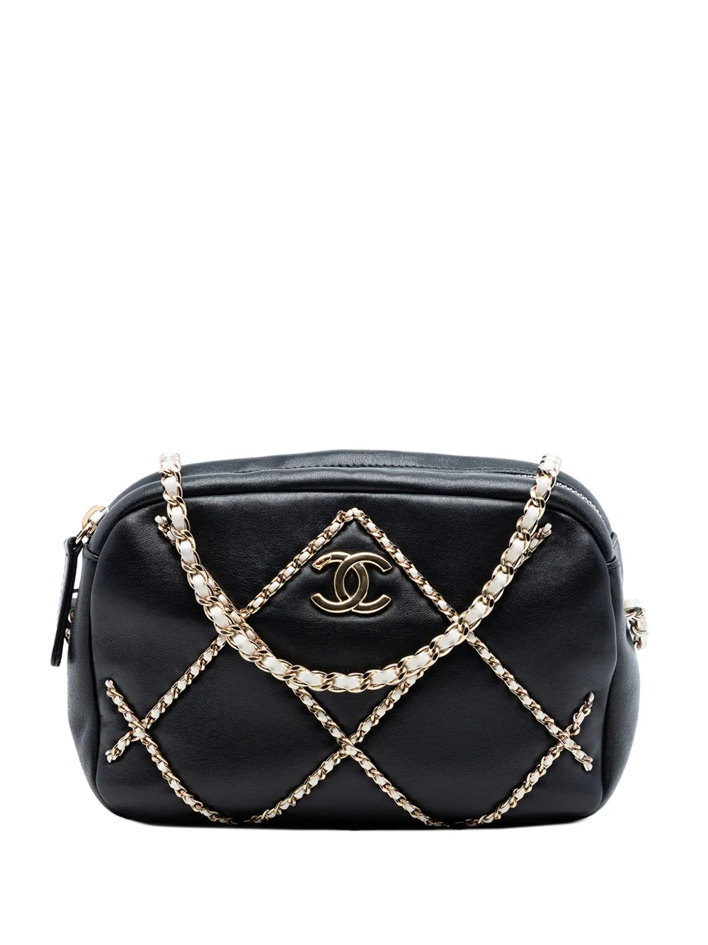 CHANEL Pre-Owned 2021 CC Lambskin Chain Embellished Camera Bag crossbody bag - Nero