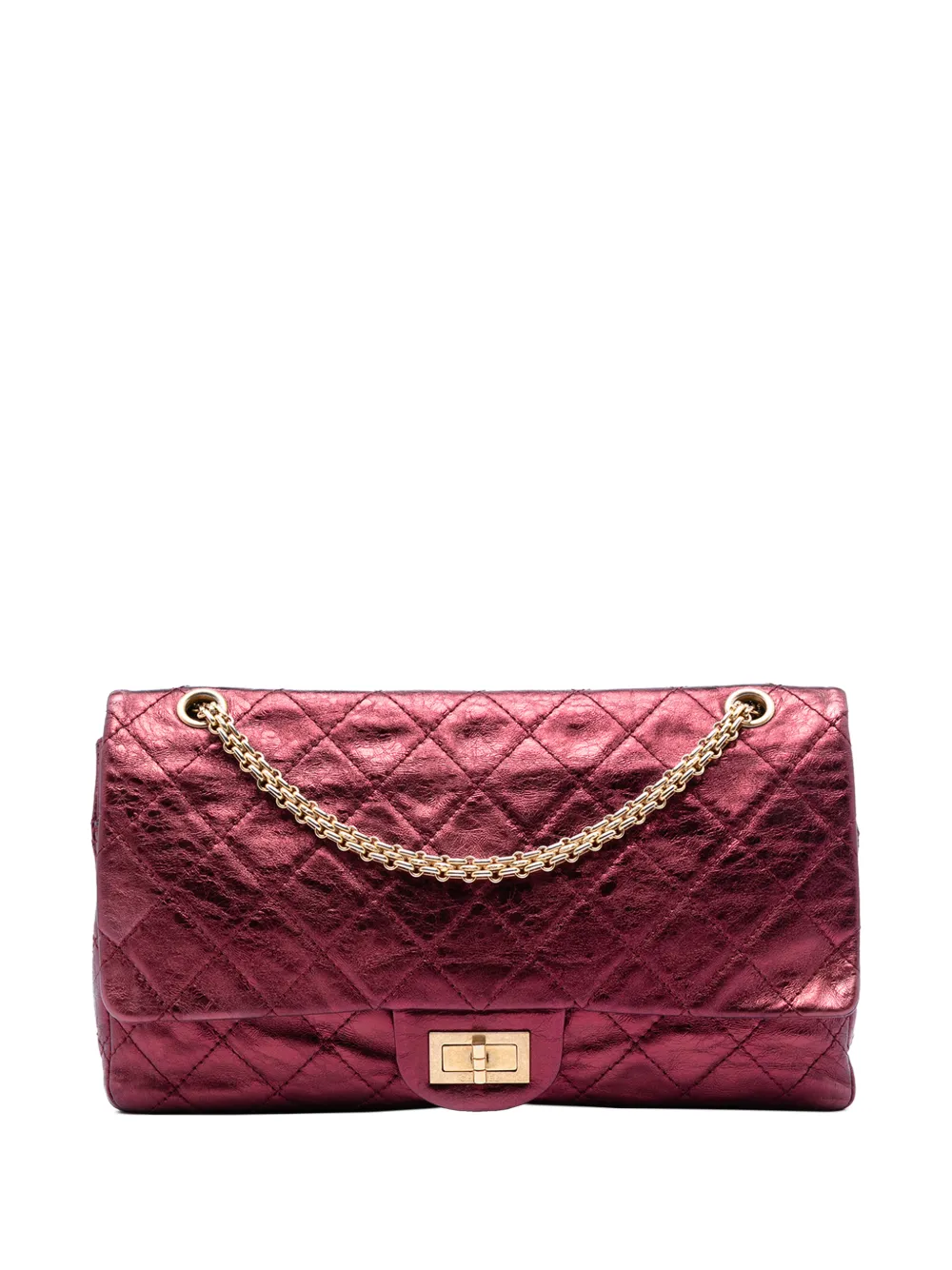 CHANEL Pre-Owned 2008-2009 Quilted Metallic Lambskin Reissue 2.55 Double Flap 227 shoulder bag - Rot