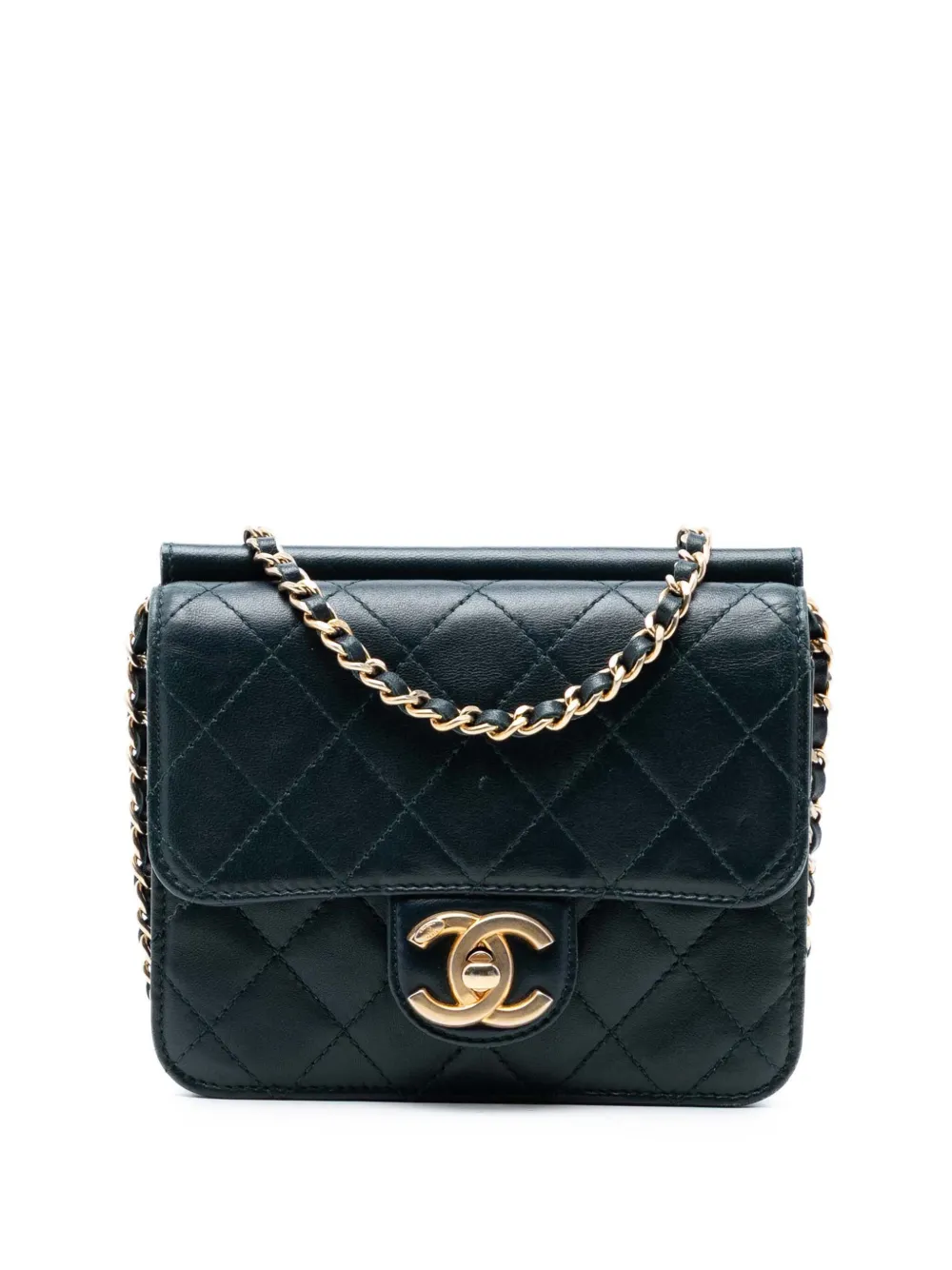 CHANEL Pre-Owned 2013-2014 Mini Quilted Lambskin Crossing Times Flap crossbody bag - Blu