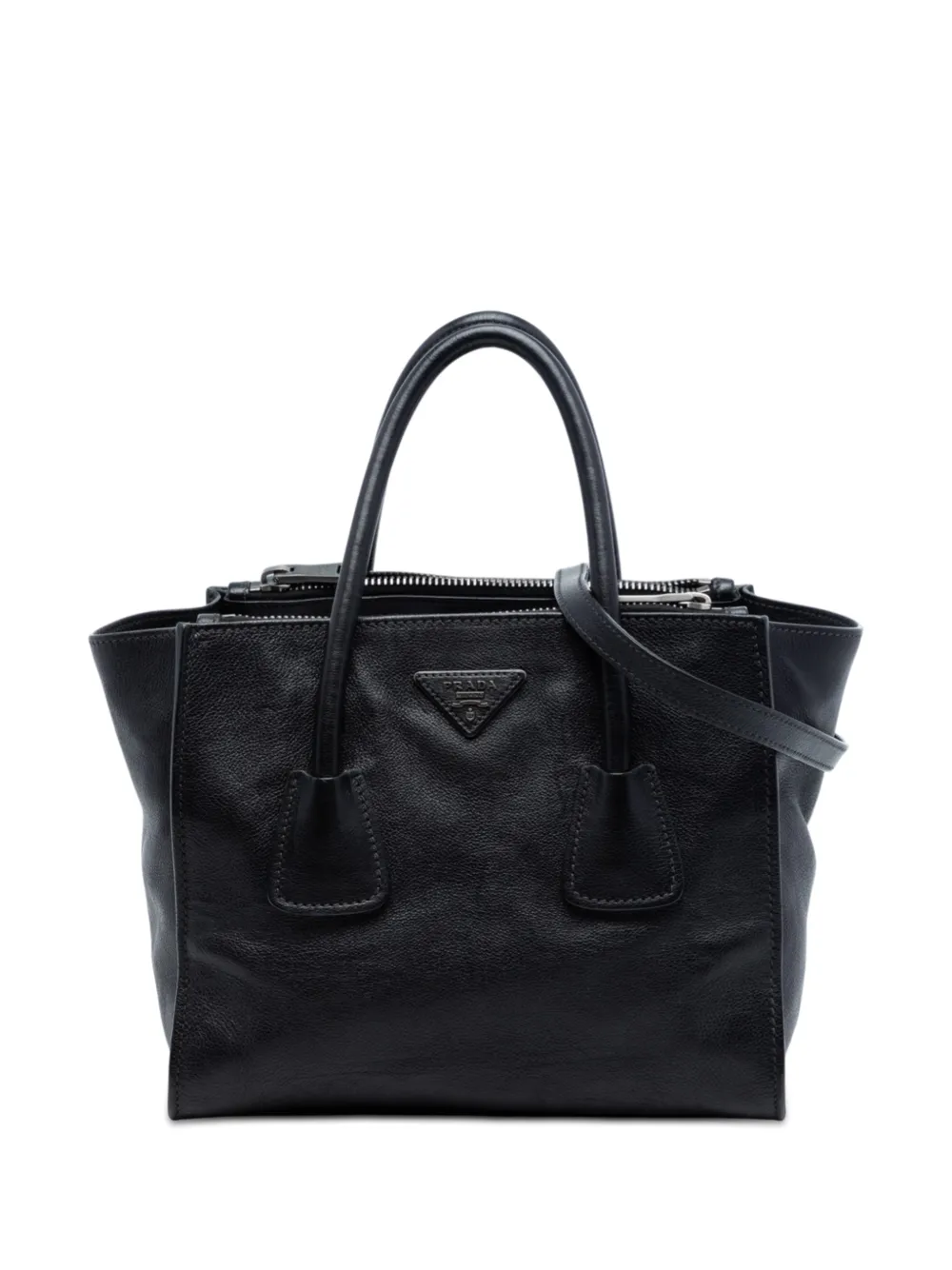 Prada Pre-Owned 2013-2026 Glace Calf Twin Pocket Double Handle satchel - Nero