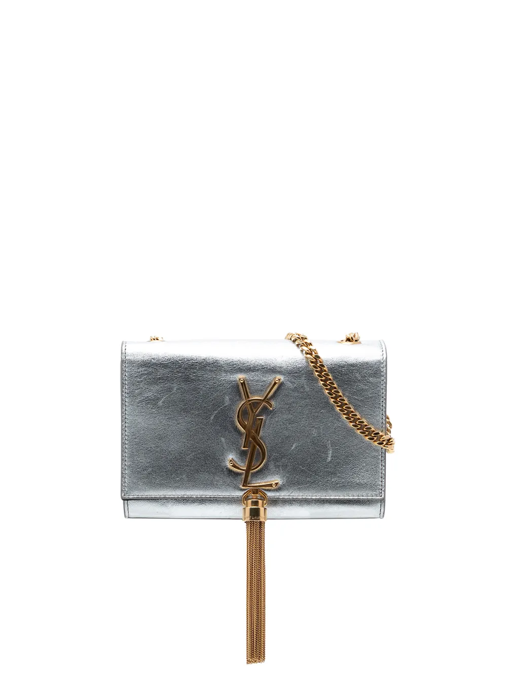 Saint Laurent Pre-Owned 2014 Small Metallic Calfskin Monogram Kate Tassel crossbody bag - Silber