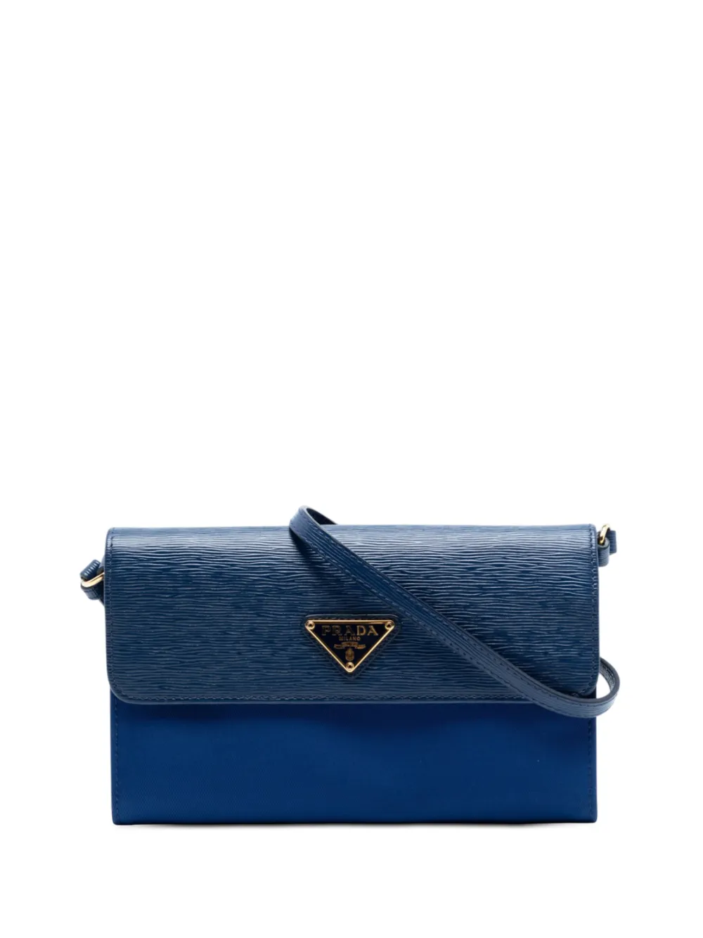 Prada Pre-Owned 2000-2013 Vitello Move and Tessuto Wallet On Strap crossbody bag - Blu