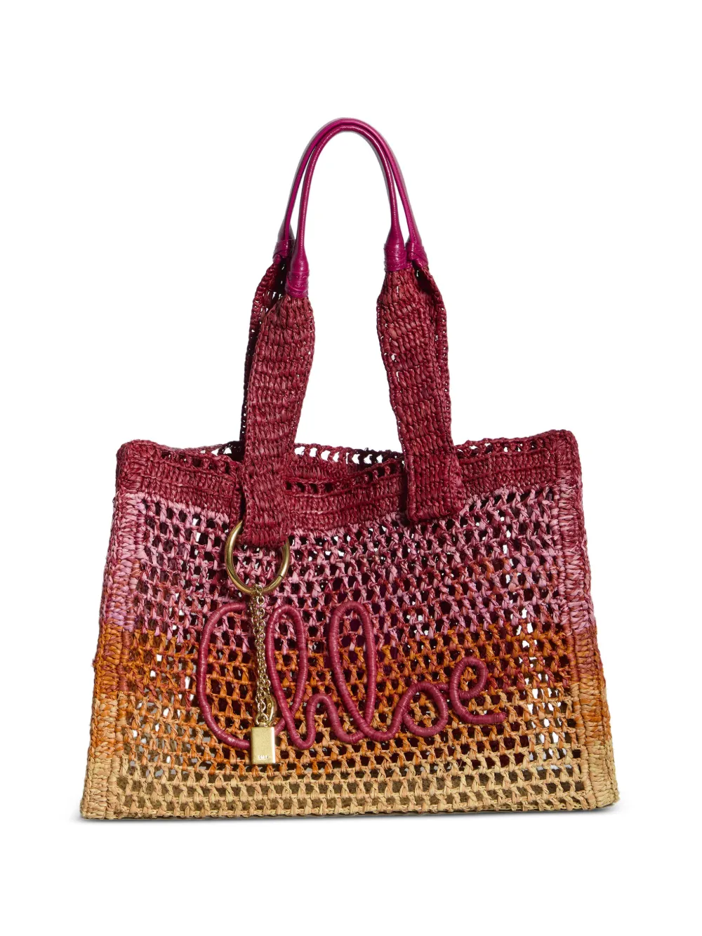 Chloé crocheted raffia tote bag - Rosa