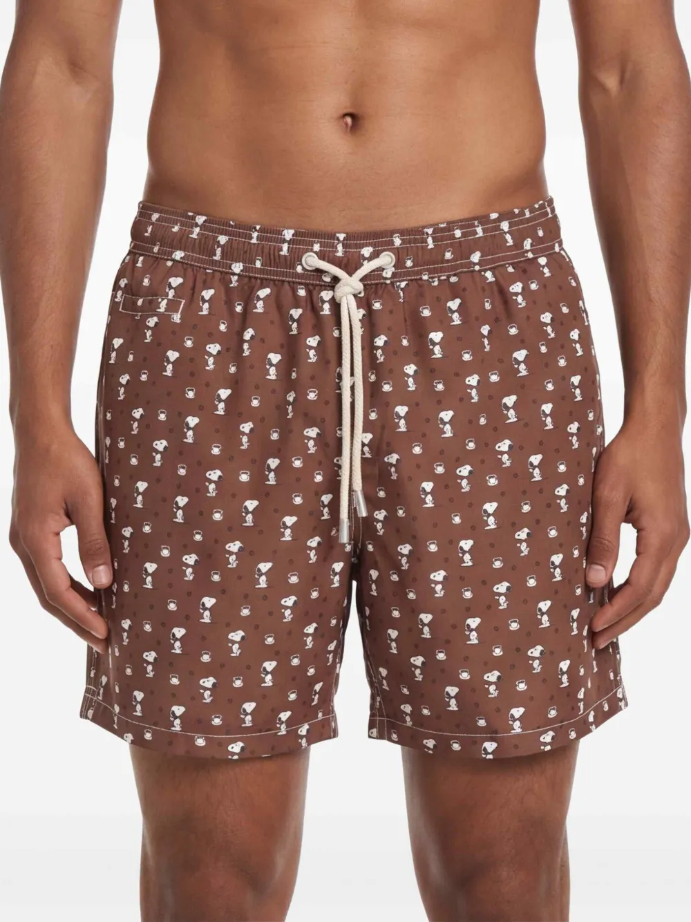 MC2 Saint Barth x Peanuts Lighting Snoopy zwembroek met koffieprint Bruin