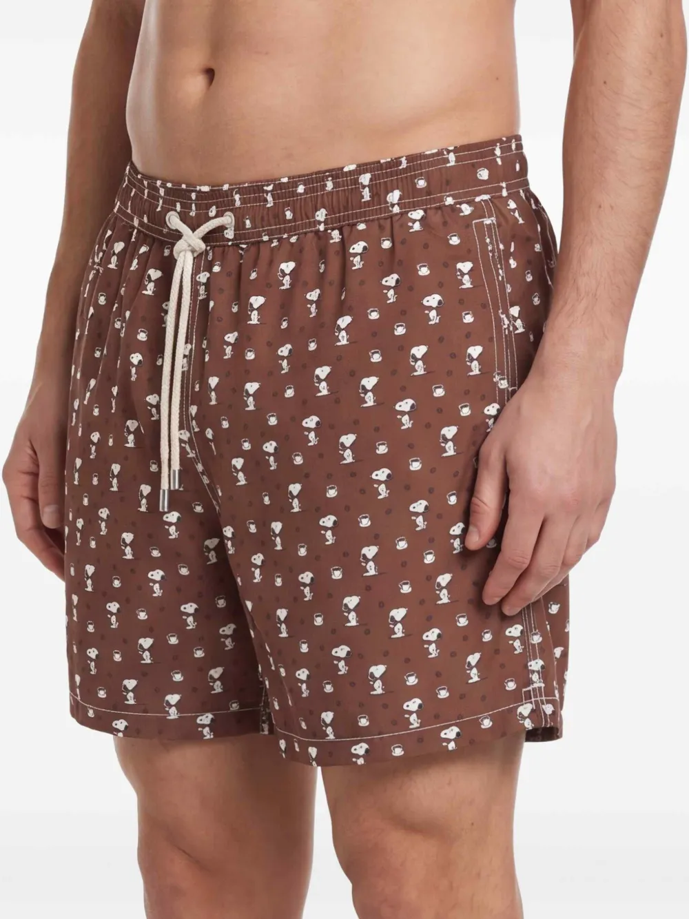 MC2 Saint Barth x Peanuts Lighting Snoopy zwembroek met koffieprint Bruin