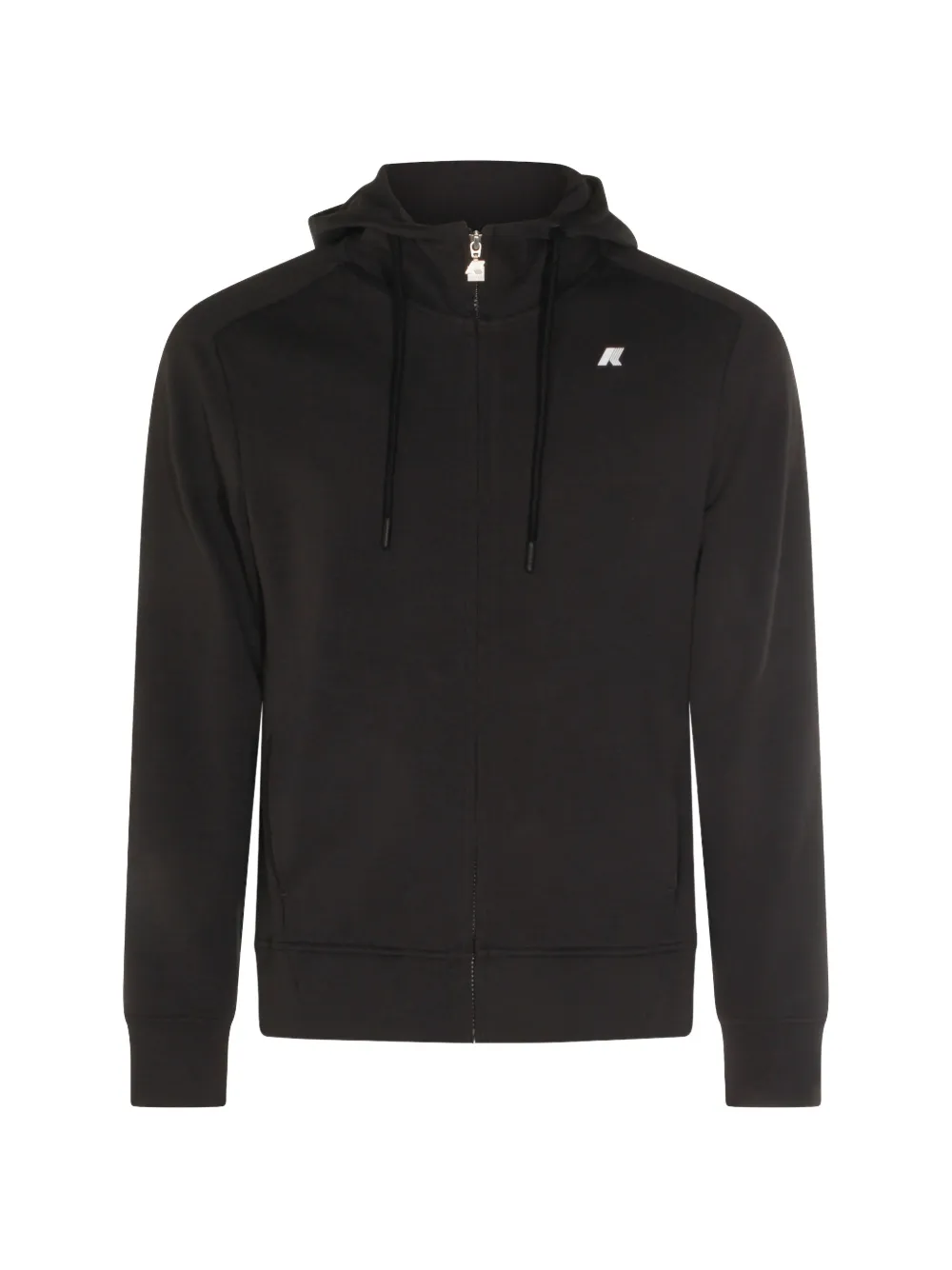 K-Way Anton logo-patch zip-up hoodie - Nero