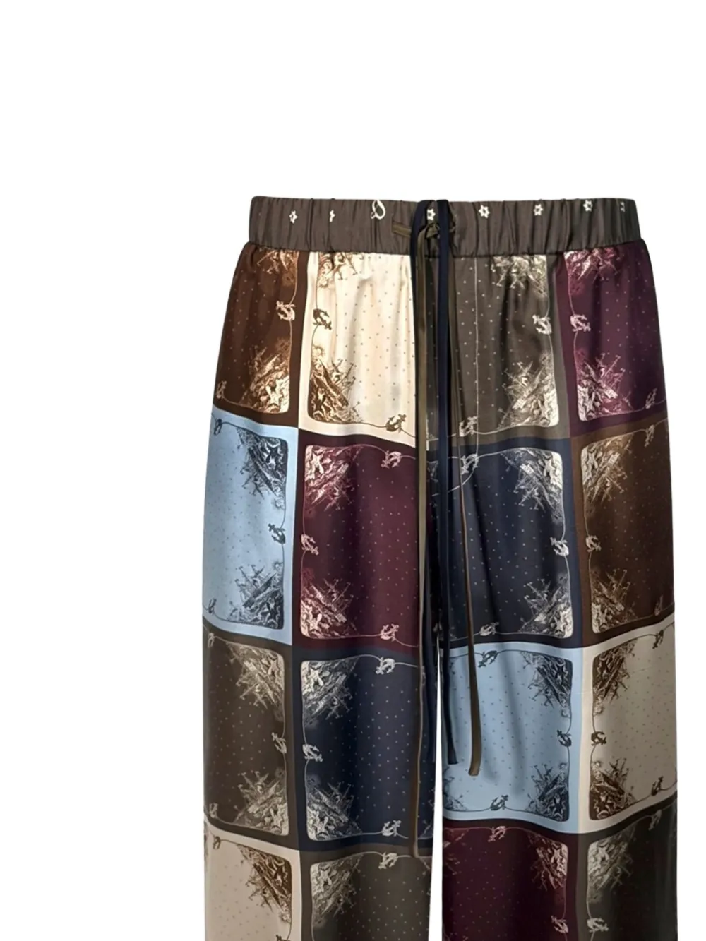Monse Zijden broek met dubbele tailleband Bruin