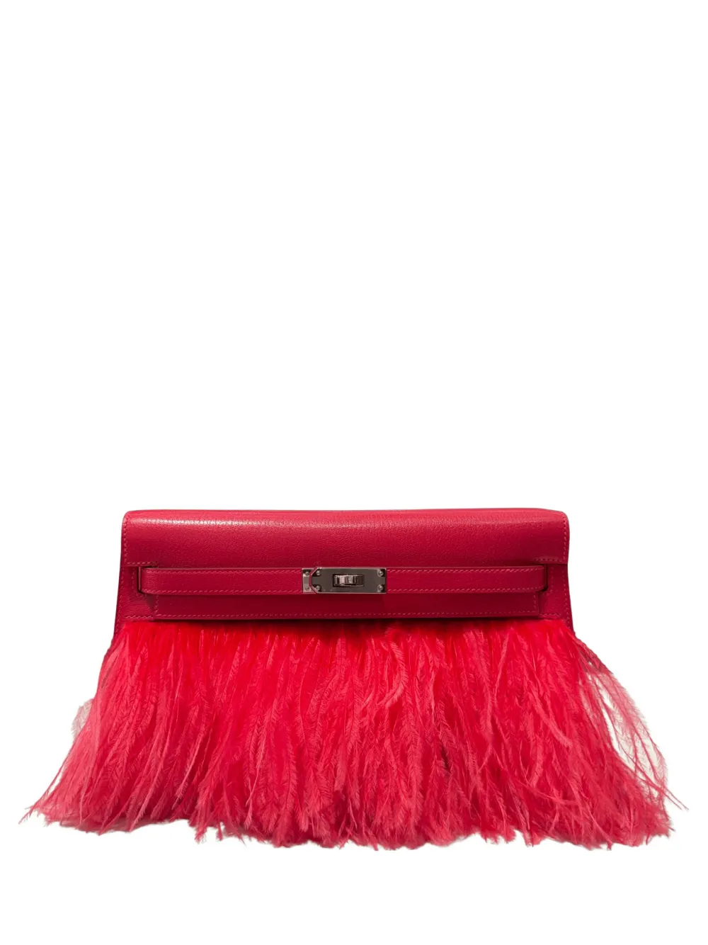 Pre-owned Hermes Kelly Elan Folie Ostrich-feather Shoulder Bag In Pink