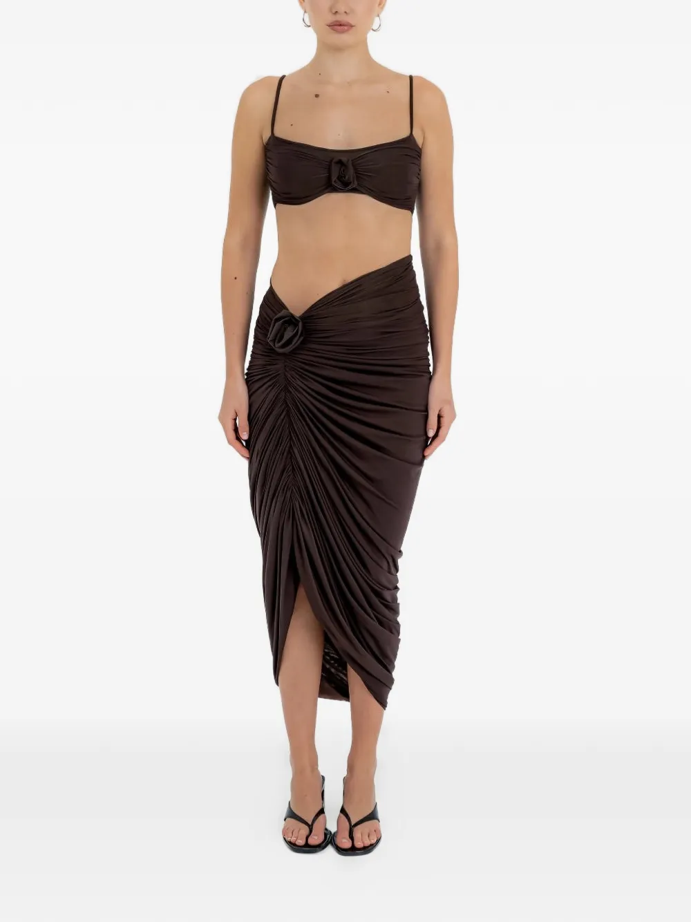 Maygel Coronel Medusa floral-appliqué beachwear set (set of two) - Marrone