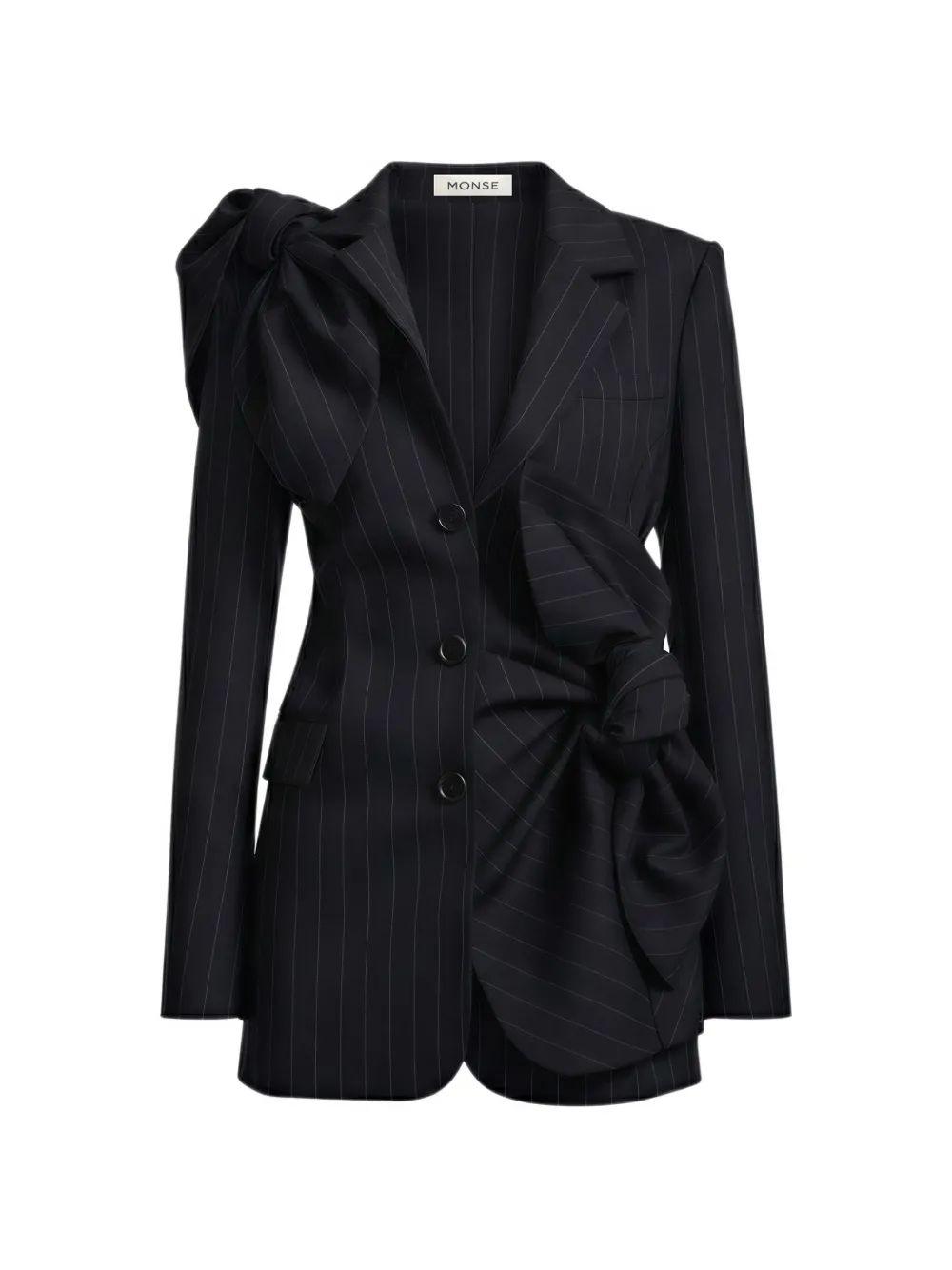 Monse bow-detail pinstripe dress - Nero