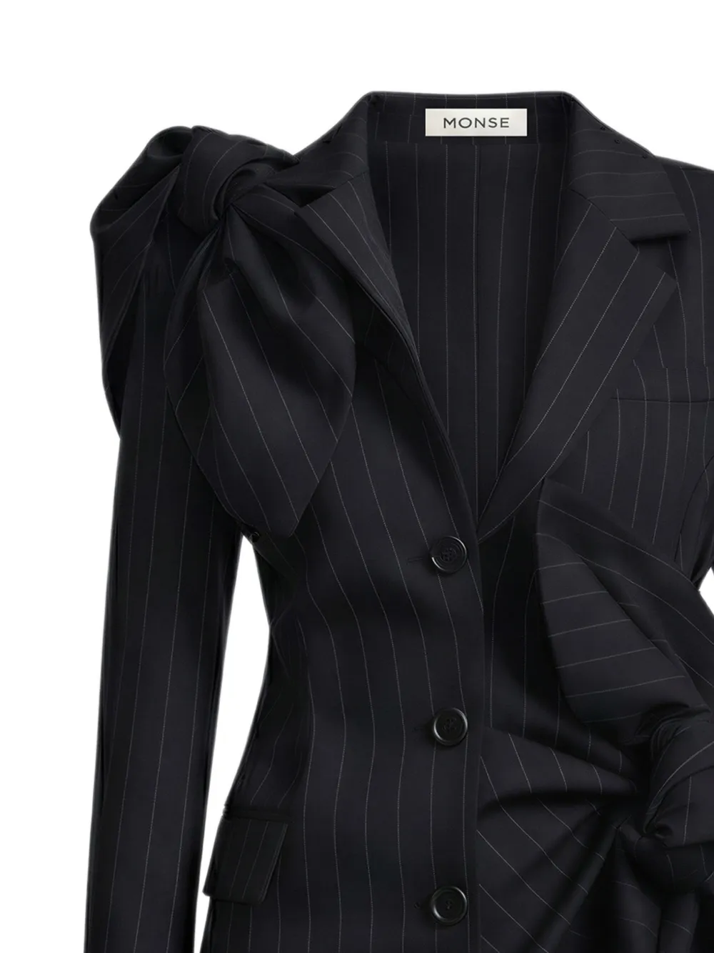 Monse Jurk met strikdetail en krijtstreep Zwart