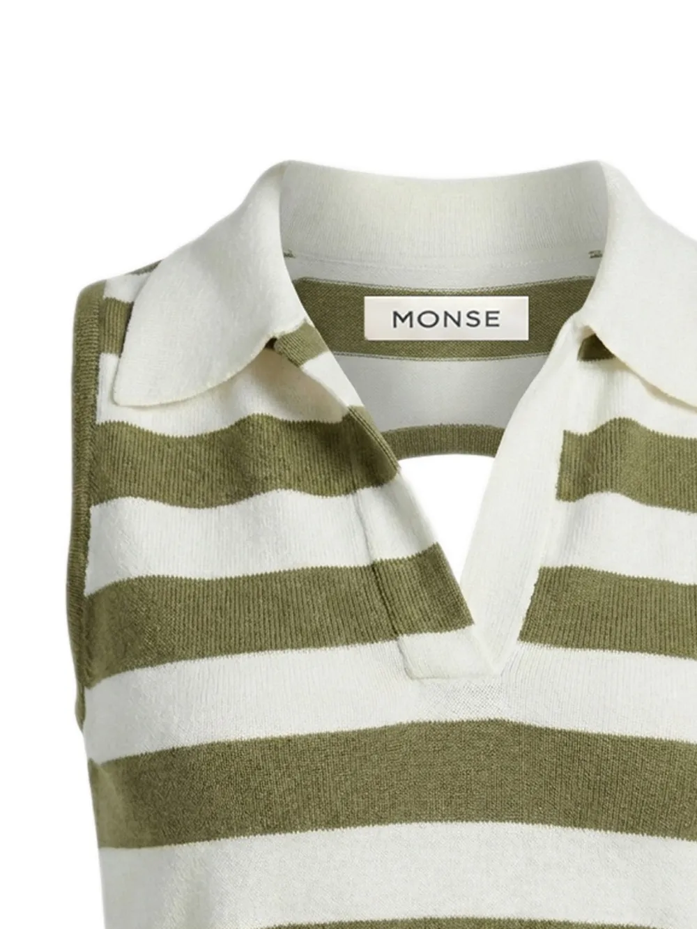 Monse Gestreepte top met polokraag Groen