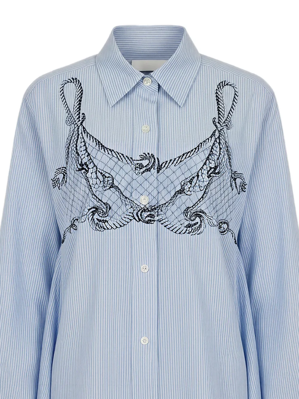 Monse Gestreepte jurk met print Blauw