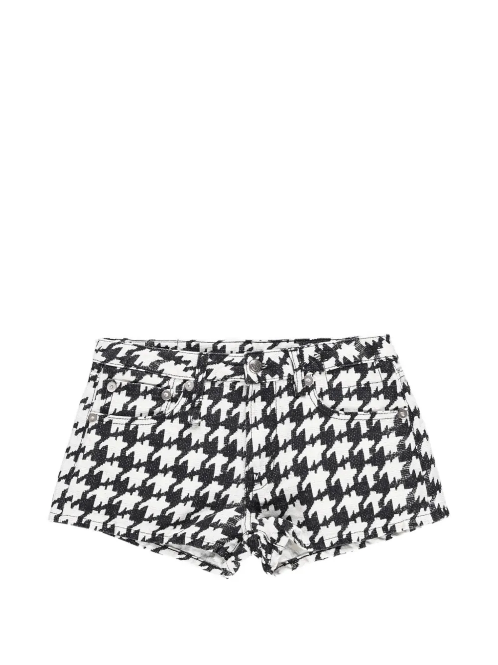 R13 Effie houndstooth-print DENIM shorts - Weiß