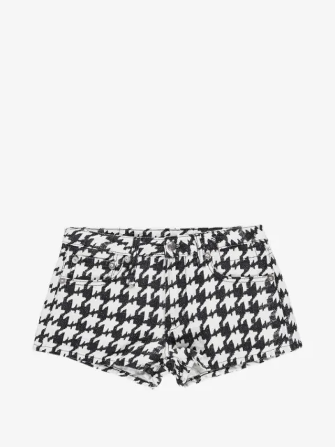 R13 Effie Jeans-Shorts mit Hahnentritt-Print