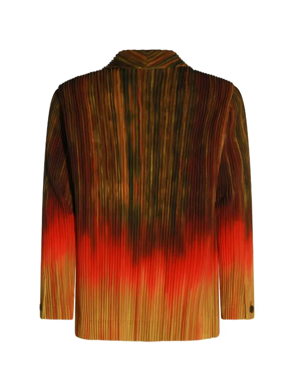 イッセイミヤケ チョコ色ハッチングプリーツジャケット Homme Plissé Issey Miyake プリーツ ジャケット | レッド | FARFETCH JP
