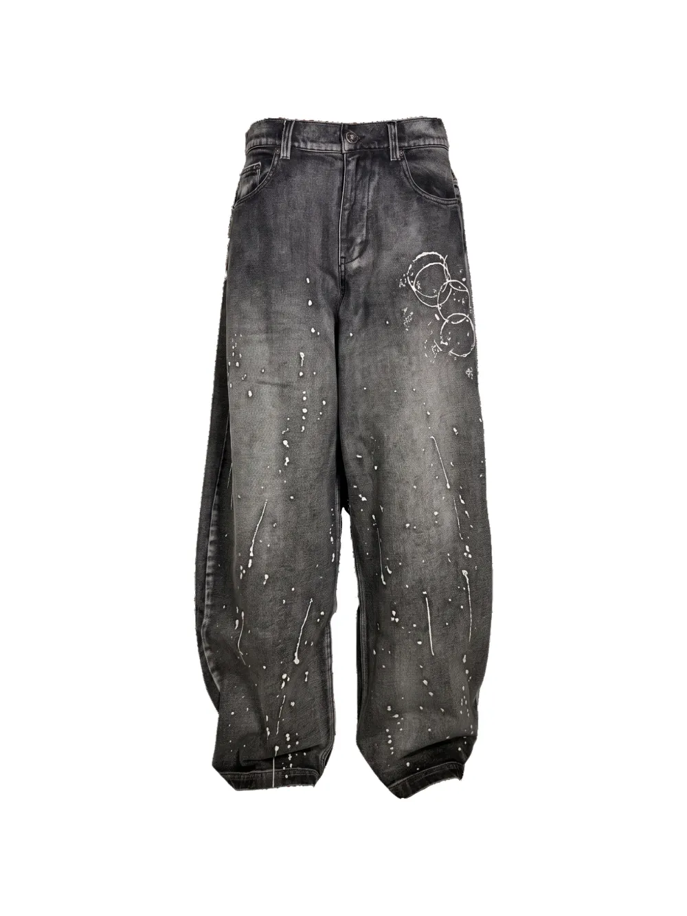 Mostly Heard Rarely Seen paint-splatter wide-leg jeans - Nero