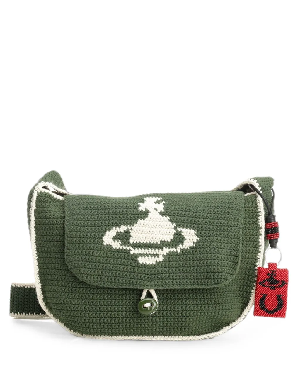Vivienne Westwood Lucky Halfmoon crochet shoulder bag - Verde