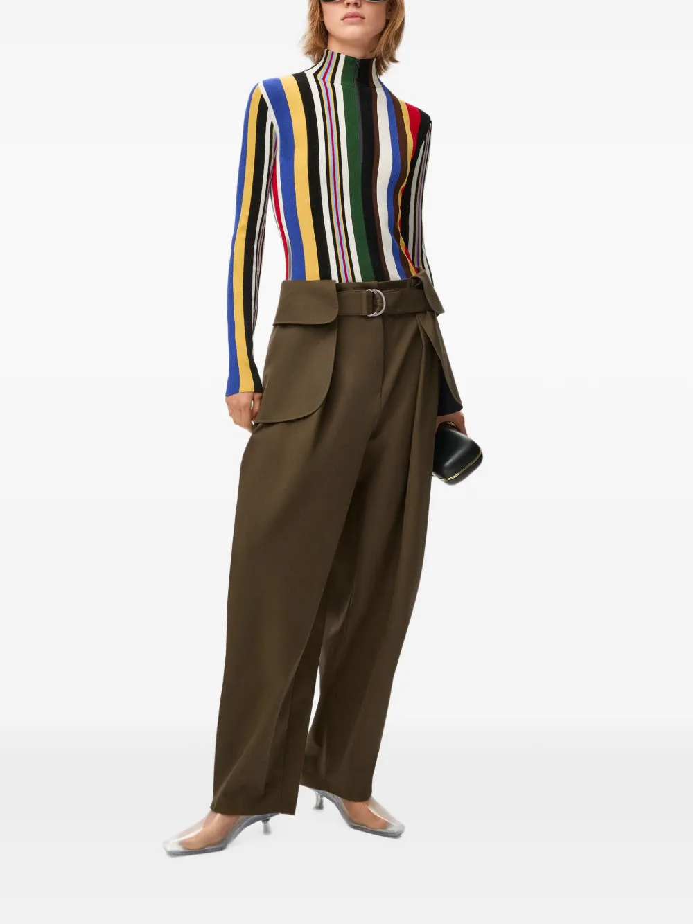 LOEWE Geplooide cargo broek met ceintuur Groen
