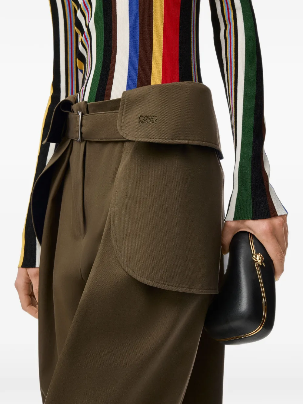 LOEWE Geplooide cargo broek met ceintuur Groen