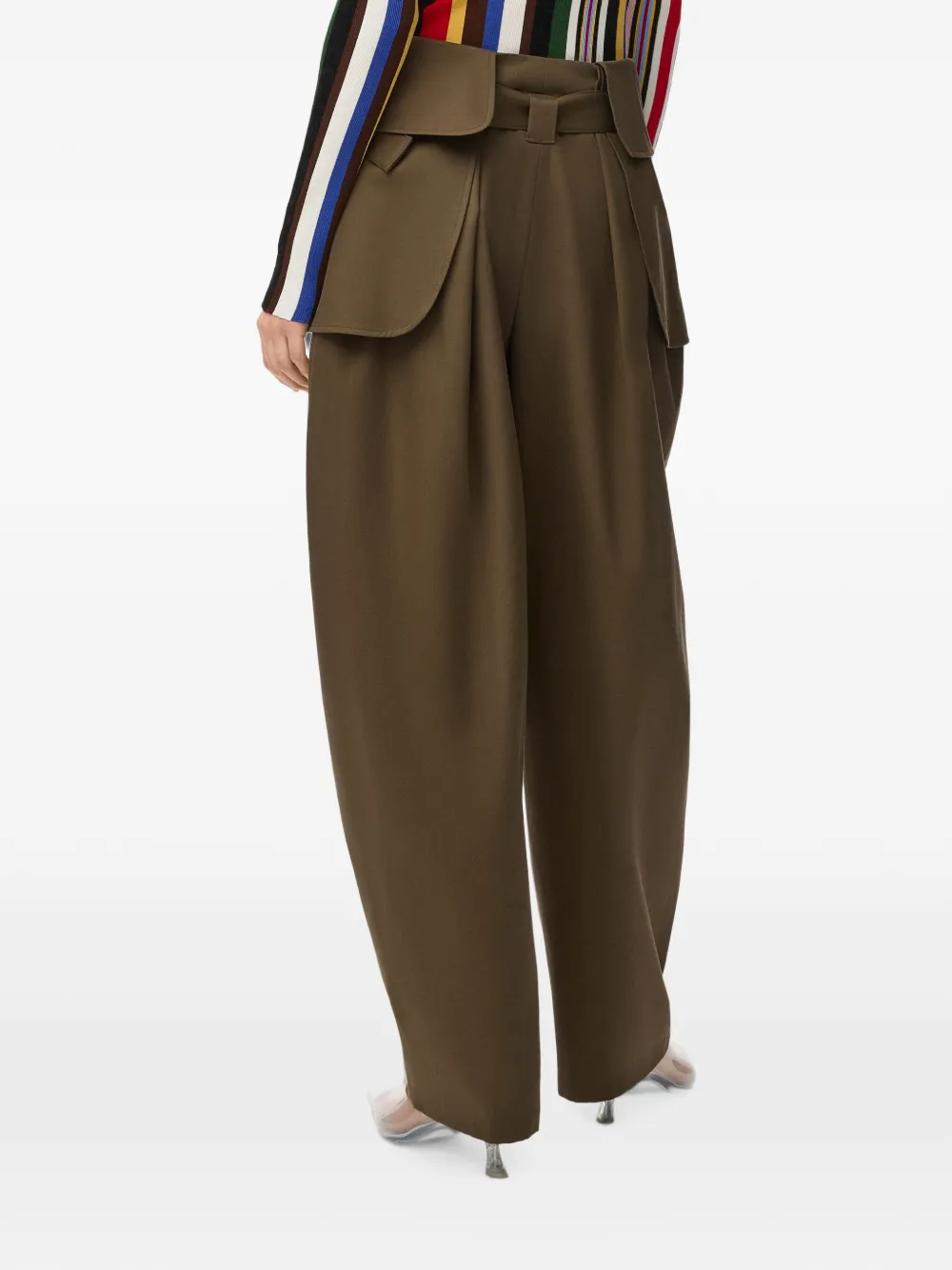 LOEWE Geplooide cargo broek met ceintuur Groen