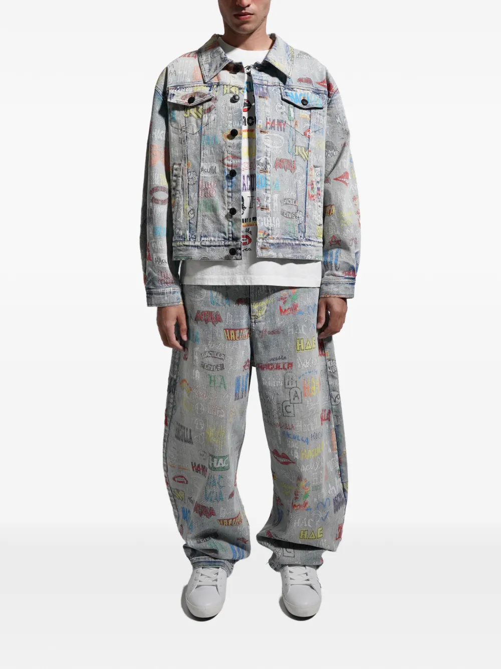 Haculla Jeans met logoprint Blauw
