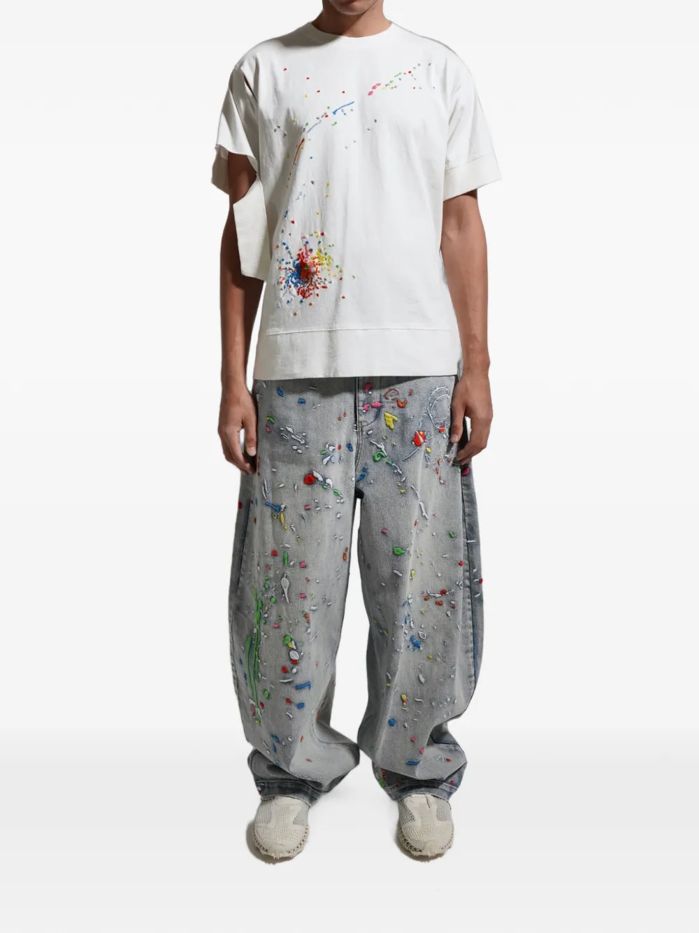 Mostly Heard Rarely Seen Gedeconstrueerd T-shirt met borduurwerk Wit