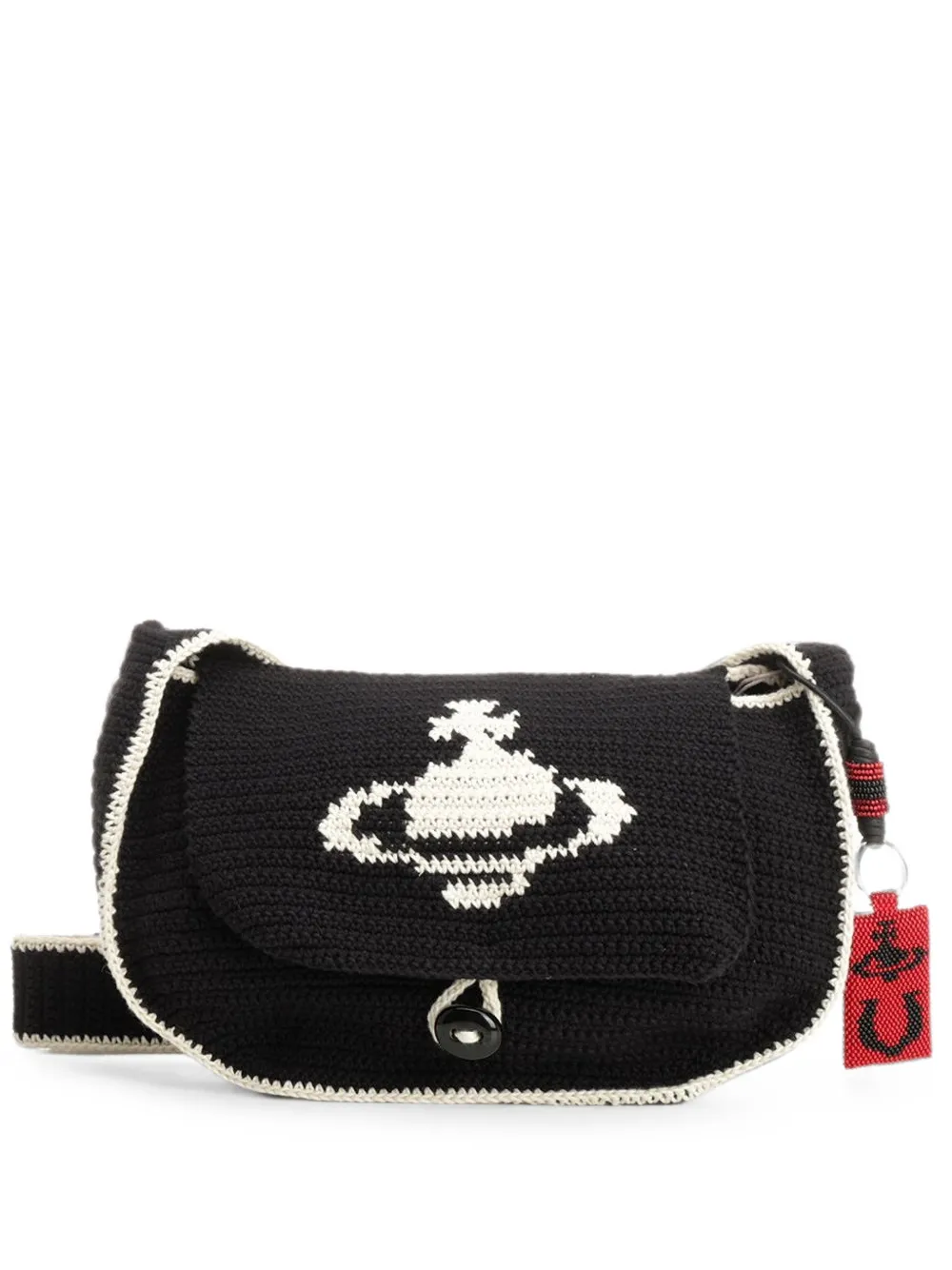 Vivienne Westwood Lucky Halfmoon crochet shoulder bag - Black