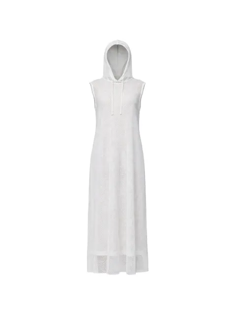 Osklen Vestido de tricô em mesh com sobreposição e capuz