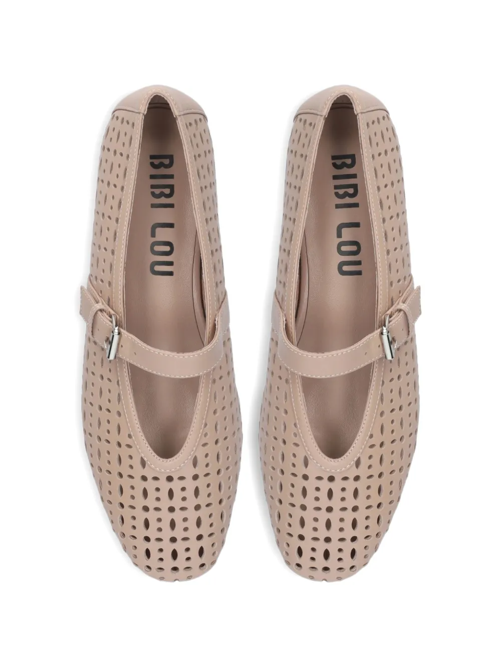 Bibi Lou perforated buckle-strap ballet flats Beige
