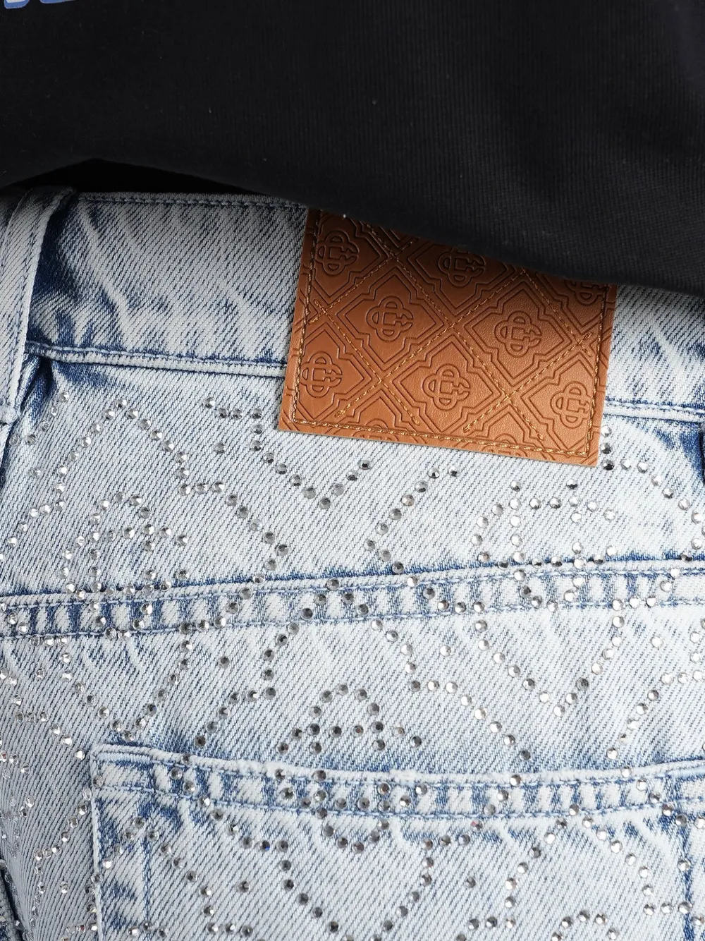 Casablanca Jeans met monogram verfraaid met kristallen Blauw