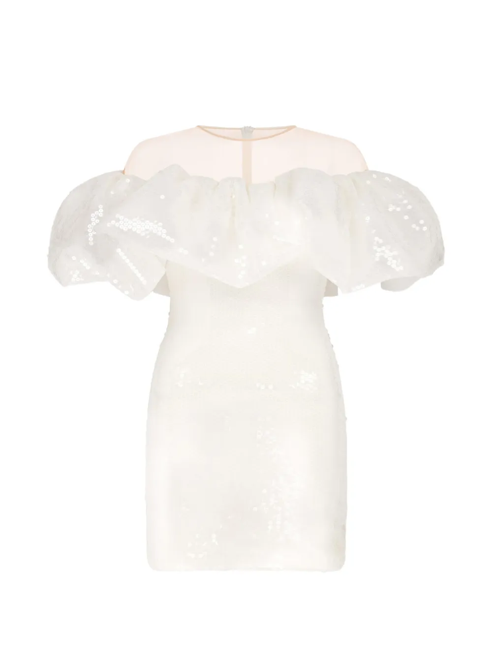 David Koma sequin-embellished ruffled dress - Bianco
