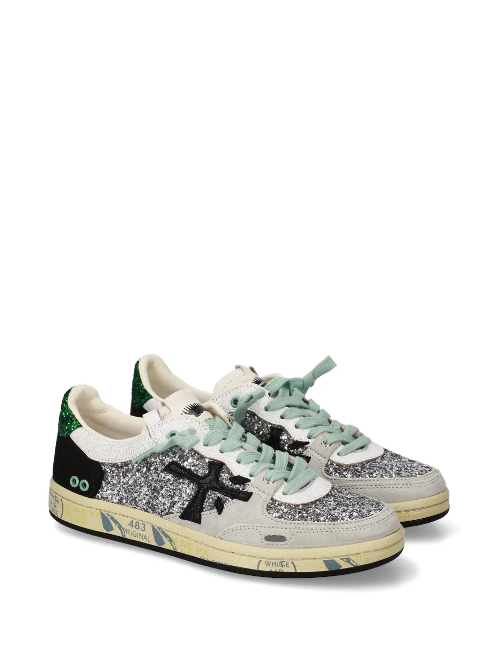 Premiata glitter-finish Clay sneakers Zilver