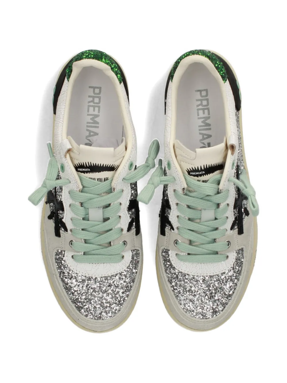 Premiata glitter-finish Clay sneakers Zilver