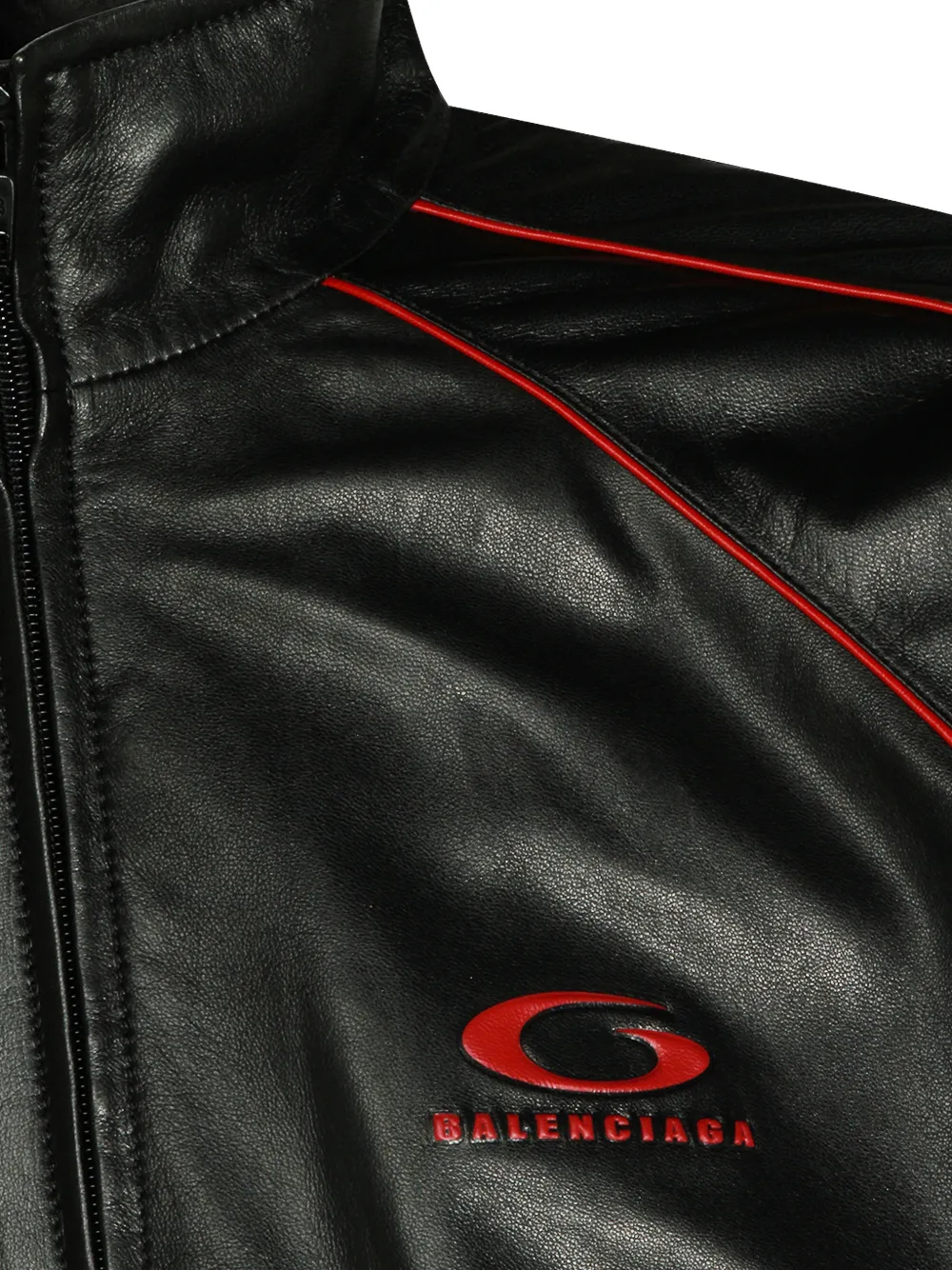 Balenciaga logo-detail Leather Jacket | Black | FARFETCH ZA