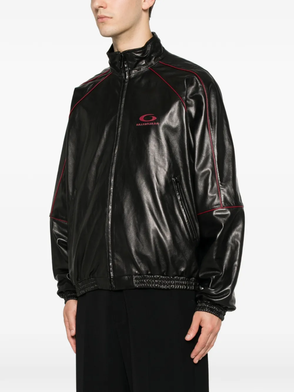 Balenciaga logo-detail Leather Jacket | Black | FARFETCH ZA