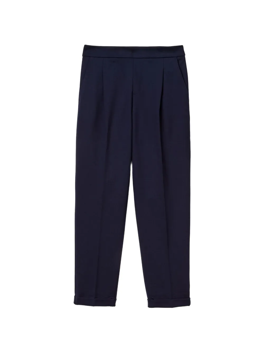 Benetton Pleated Roll-up Trousers In Blue