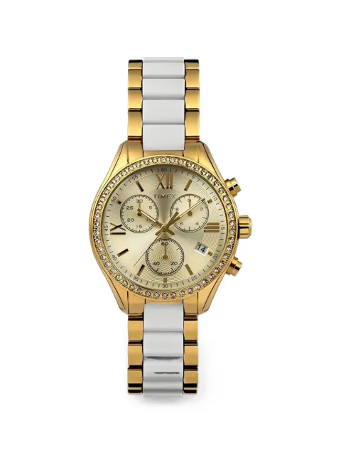 TIMEX kronograf 38 mm ur med krystaludsmykning