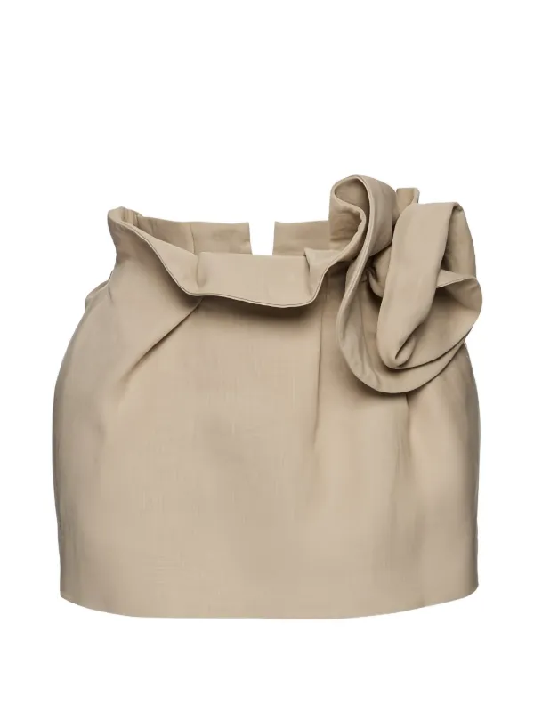 Magda Butrym Linen Flower-detail Mini Skirt in Neutrals