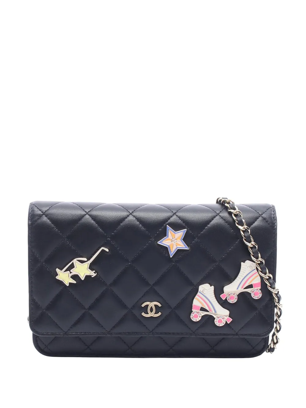 CHANEL Pre-Owned 2021-2026 CC Quilted Lambskin Roller Skate Wallet On Chain crossbody bag - Nero