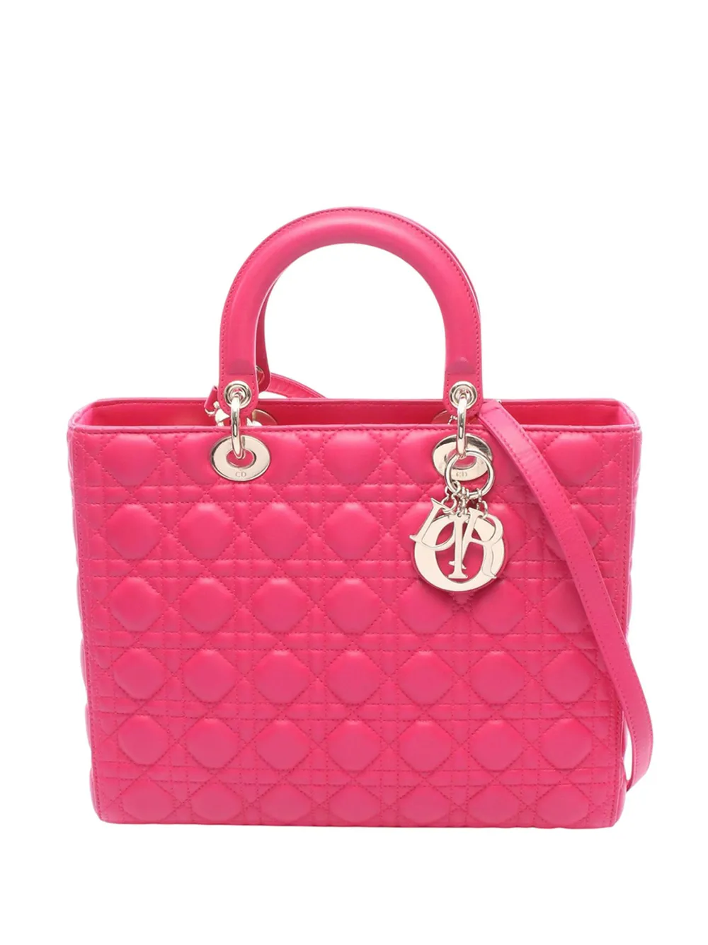 Christian Dior Pre-Owned 2010-2026 Large Lambskin Cannage Lady Dior satchel - Rosa