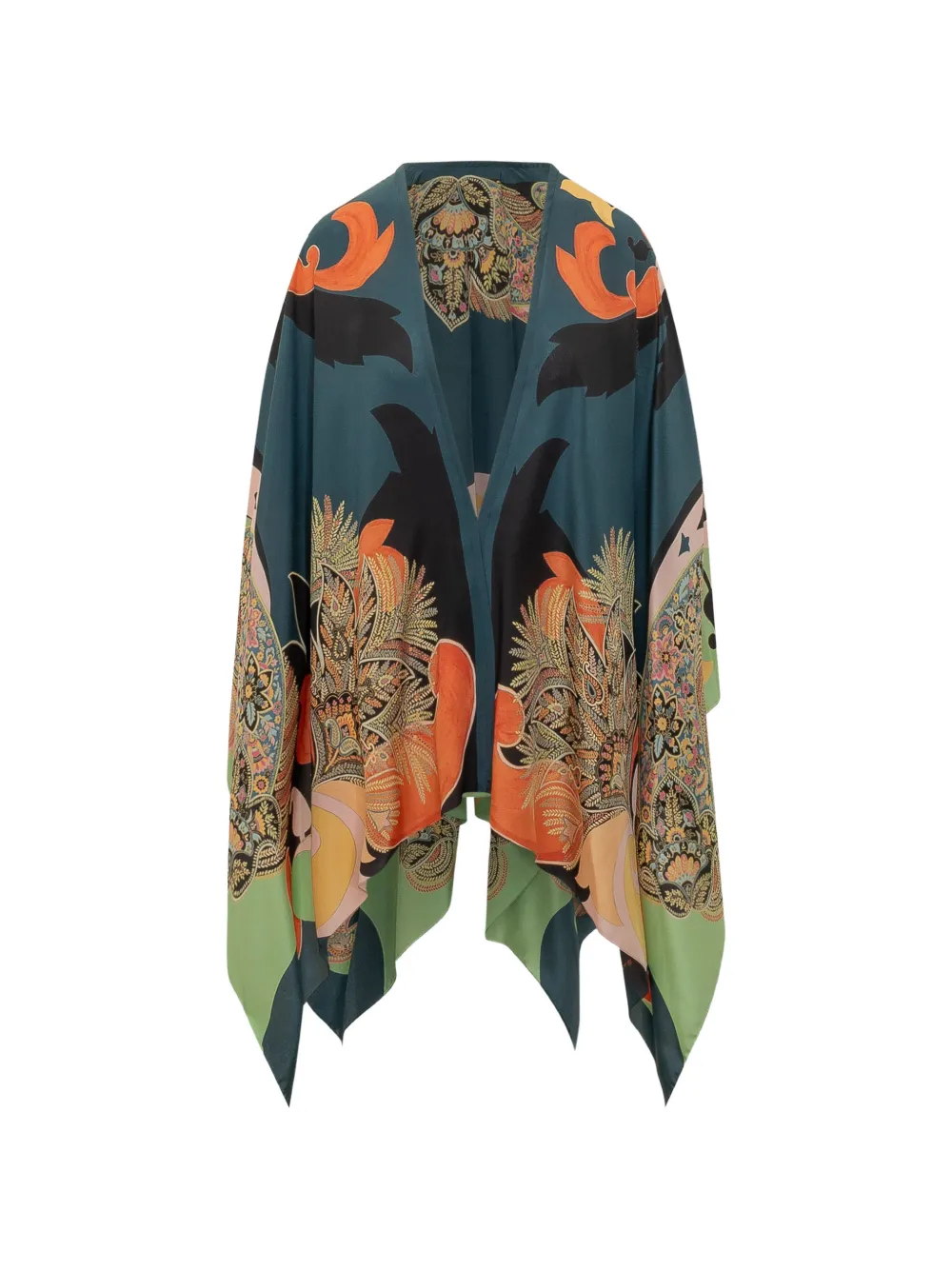 ETRO paisley-print draped poncho - Blu