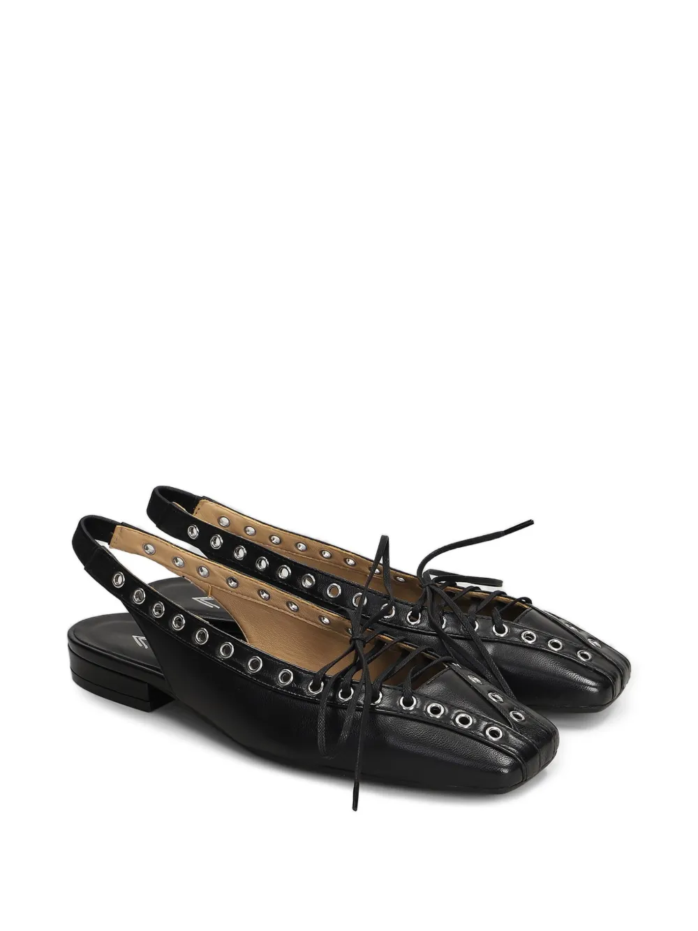 ALCHIMIA Ballerina's met veters en ringlets Zwart